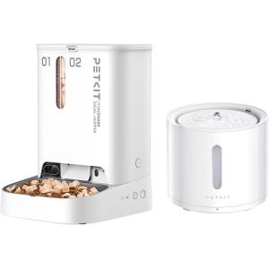 imagePETKIT 1080P HD Camera Automatic Pet Feeder with Two Hoppers2L Wireless Pump Cat Dog Water Fountain DispenserDouble Hopper Pet Feeder for Cats and Dogs with 2Way AudioSmart App Control