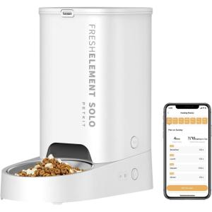 imagePETKIT Automatic Cat Feeder 24G WiFi Automatic Portion Control Pet Feeder Small Dog Dry Food Dispenser with Desiccant Bag Up to 10 Meals Per Day Schedule Feeding Food Shortage Alert 3L CapacityWhite with USB Cable