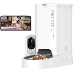 imagePETKIT Automatic Cat Feeder with Camera1080P HD Video with Night VisionDouble Hopper Pet Feeder Food Dispenser with 2Way Audio Food Shortage Sensor 24G WiFi Smart App Control Personal Meal CallSingle Feed Hopper with Camera
