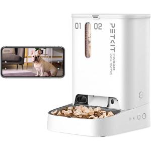 imagePETKIT Automatic Cat Feeder with Camera1080P HD Video with Night VisionDouble Hopper Pet Feeder Food Dispenser with 2Way Audio Food Shortage Sensor 24G WiFi Smart App Control Personal Meal CallDouble Feed Hoppers with Camera