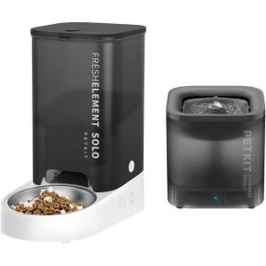 imagePETKIT Automatic Pet Feeder and Wireless Pump Cat Dog Water FountainScheduled Feeding Cat Feeder Dry Food Dispenser App ControlUSB ChargeGrey Color