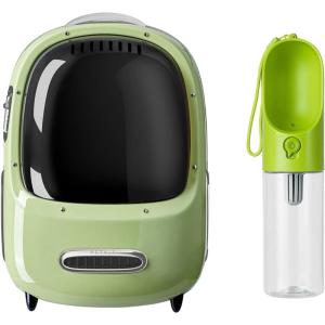 imagePETKIT Breezy Dome Pet Backpack Carrier with 400ml Pet Water Bottle for Cats and Small Dogs Green Color