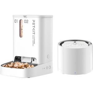 imagePETKIT YUMSHARE DUALHOPPER Automatic Pet Feeder and EVERSWEET 3 PRO Cat Dog Water Fountain1080P HD Camera Cat Dog Feeder Food DispenserStainless Steel Wireless Pump Water FountainSmart App Control