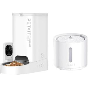 imagePETKIT YUMSHARE Solo Automatic Pet Feeder with 1080P HD Camera and EVERSWEET Solo 2 Wireless Pump Cat Water Fountain 24G WiFi Cat Dog Feeder with 2Way Audio
