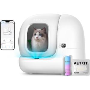imagePETKIT PuraMax 2 Automatic SelfCleaning Cat Litter Box App Control ScoopFree Litter Box with AntiLeakage Waterproof Litter Pad Max 24G WiFi Basic Bundle Includes N50 20 and 1 Roll Trash Bag