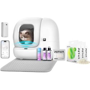imagePETKIT PuraMax 2 Auto Self Cleaning Cat Litter Box with 3 Bags Litter New Upgraded Seal Cylinder and AntiStick Litter Pad Max 24G WiFi App Contro