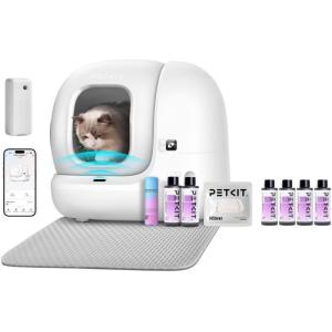 imagePETKIT PuraMax 2 Auto Self Cleaning Cat Litter Box with 4 Bottles Refills New Upgraded Seal Cylinder and AntiStick Litter Pad Max 24G WiFi App ControlxSecureOdorFree