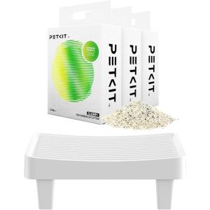 imageBundle of PETKIT EasyStep Cat Pedal Step Stairs and 3 Bags Upgraded Clump Tofu Mixed Cat Litter Ultra Absorbent and Water Flushable 100 Natural Ingredients Litter
