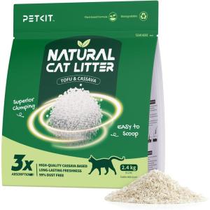 imagePETKIT 2025 New Tofu and Cassava Mixed Litter Superior Clumping 100 Natural Ingredients Plant Cat Litter DustFree and Low Tracking NonSticky Easy Scooping 52lb1bags52lb1bag