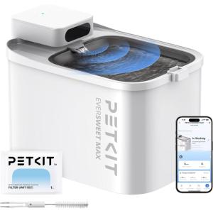 imagePETKIT Dishwasher Safe Cat Water Fountain Cordless Automatic Cats Drinking Fountain with Motion Sensor 101 oz3L Pet Fountain for Cats Dogs Inside Smart App Control ampamp Stainless Steel TrayWhiteCordless