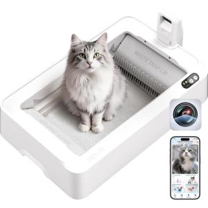 imagePETKIT OpenTop ampamp AI Camera Self Cleaning Cat Litter Box Urinary Health Monitor Automatic Cat Litter Box Smart Robot with 2Way Raking5G WiFiSafety SensorsOdor Control for Multiple Cats White