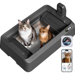 imagePETKIT OpenTop ampamp AI Camera Self Cleaning Cat Litter Box Urinary Health Monitor Automatic Cat Litter Box Smart Robot with 2Way Raking5G WiFiSafety SensorsOdor Control for Multiple Cats GreyStarlit Gray