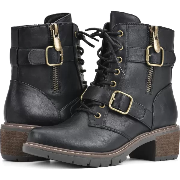 WHITE MOUNTAIN Women's Shoes Crank Block Heel Moto Boot
