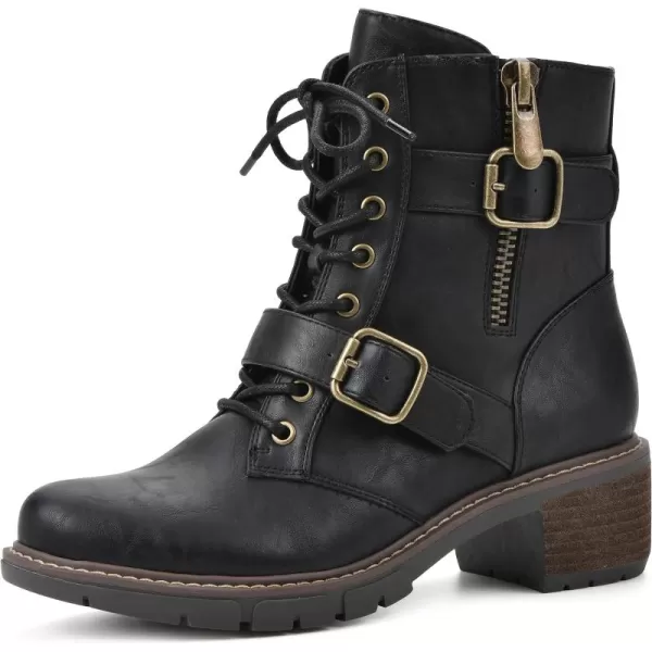 WHITE MOUNTAIN Women's Shoes Crank Block Heel Moto Boot