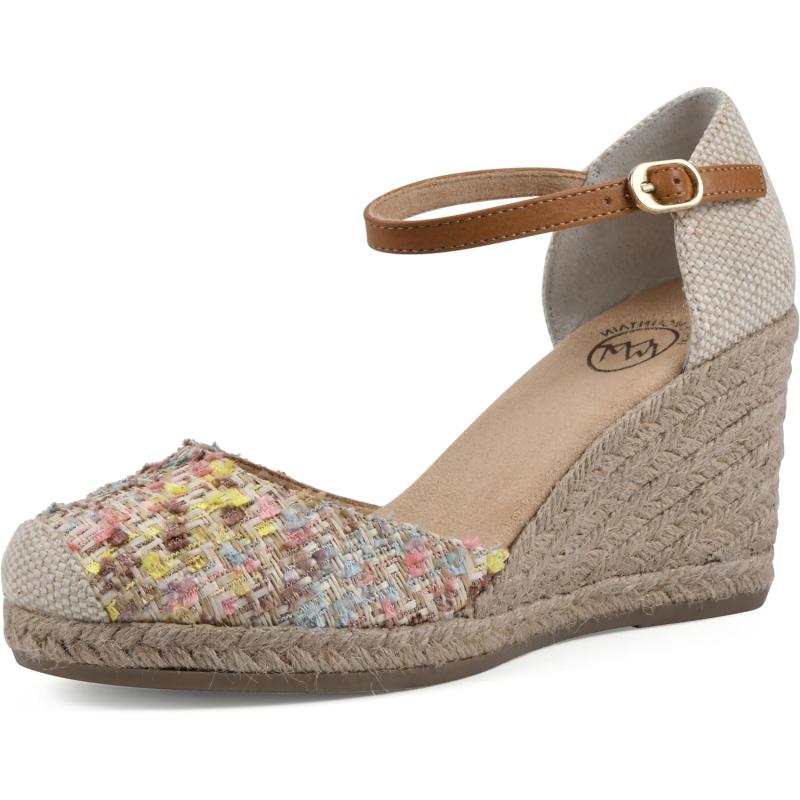 White Mountain Sandali Zeppa Espadrillas Per Donna - Modello Beachball Con Tomaia In Tessuto