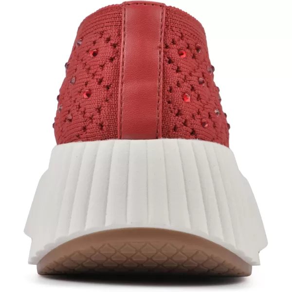 WHITE MOUNTAIN Women's Dyles Rhinestoned Woven Knit Sneaker