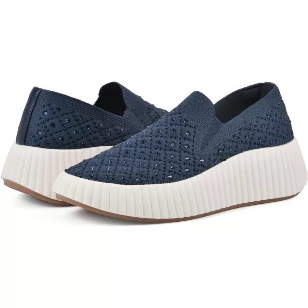 WHITE MOUNTAIN Women's Dyles Rhinestoned Woven Knit Sneaker