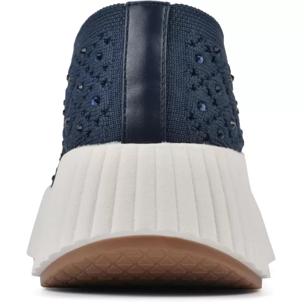 WHITE MOUNTAIN Women's Dyles Rhinestoned Woven Knit Sneaker