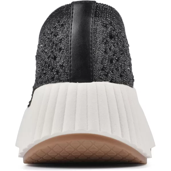 WHITE MOUNTAIN Women's Dyles Rhinestoned Woven Knit Sneaker