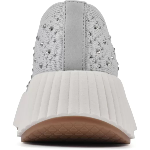 WHITE MOUNTAIN Women's Dyles Rhinestoned Woven Knit Sneaker