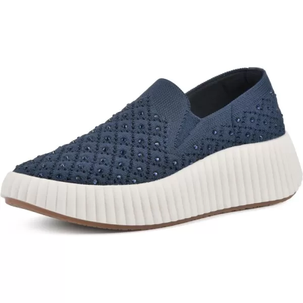 WHITE MOUNTAIN Women's Dyles Rhinestoned Woven Knit Sneaker