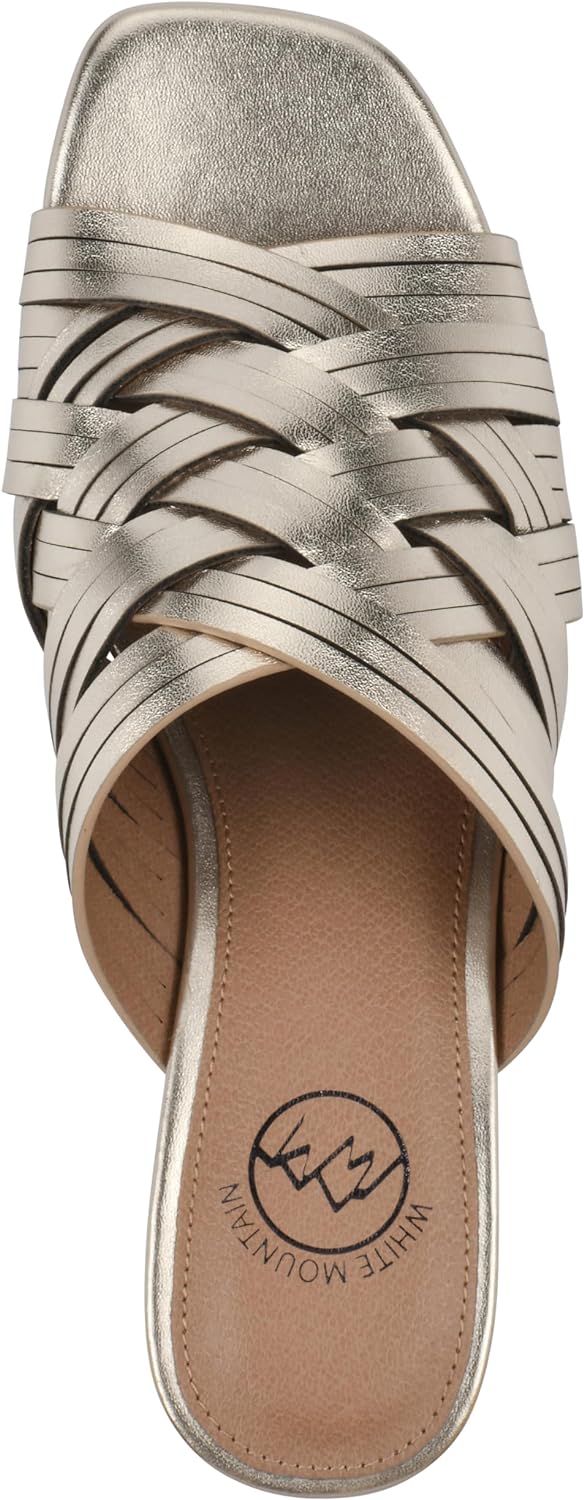 Sandali Con Tacco White Mountain Alluvia, Donna, Tan Smooth, Taglia 38.5 EU, Design Intrecciato E Plantare Imbottito