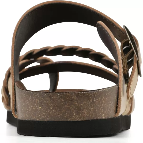 WHITE MOUNTAIN Women's Hazy Signature Comfort Molded Braided Strappy Footbed Sandal)