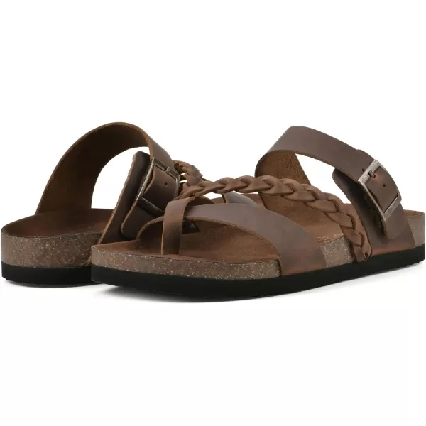 WHITE MOUNTAIN Women's Hazy Signature Comfort Molded Braided Strappy Footbed Sandal