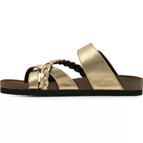 WHITE MOUNTAIN Women's Hazy Signature Comfort Molded Braided Strappy Footbed Sandal)