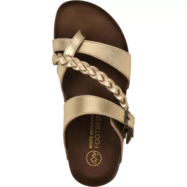 WHITE MOUNTAIN Women's Hazy Signature Comfort Molded Braided Strappy Footbed Sandal)