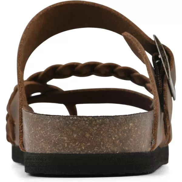WHITE MOUNTAIN Women's Hazy Signature Comfort Molded Braided Strappy Footbed Sandal