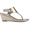 imageWHITE MOUNTAIN Womens All Dres Triangle Thong SlingBack Wedge SandalGoldSmooth