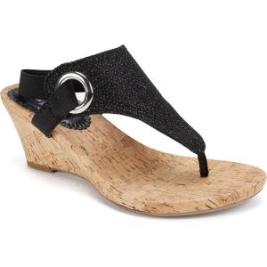 imageWHITE MOUNTAIN Womens Aida Cork Wedge SandalBlackGlitter