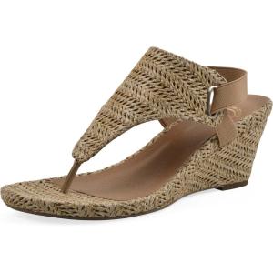 imageWHITE MOUNTAIN Womens All Dres Triangle Thong SlingBack Wedge SandalNaturalFabric