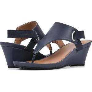 imageWHITE MOUNTAIN Womens All Dres Triangle Thong SlingBack Wedge SandalNavy