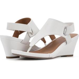 imageWHITE MOUNTAIN Womens All Dres Triangle Thong SlingBack Wedge SandalWhite