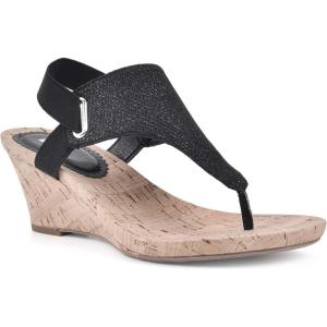 imageWHITE MOUNTAIN Womens All Good Cork Wedge SandalBlackGlitter