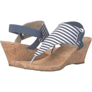 imageWHITE MOUNTAIN Womens All Good Cork Wedge SandalNavyWhite Stripe