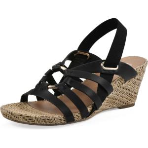 imageWHITE MOUNTAIN Womens Ataps Strappy SlingBack Wedge SandalBlackSmooth