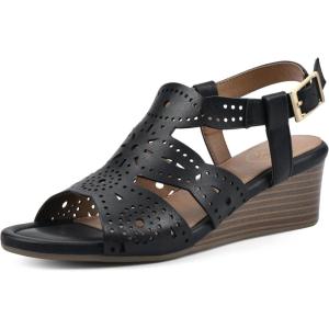 imageWHITE MOUNTAIN Womens Brush Up Wedge SandalBlackBurnSmooth