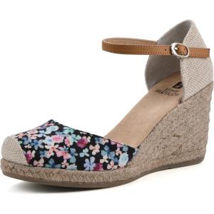 imageWHITE MOUNTAIN Womens Mamba Espadrille Wedge SandalBlackFloralFabric