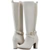imageWHITE MOUNTAIN Womens Teals Block Heeled Dress Tailored Tall Shaft BootIvorySmooth