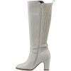 imageWHITE MOUNTAIN Womens Teals Block Heeled Dress Tailored Tall Shaft BootIvorySmooth