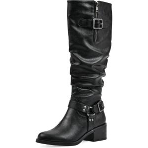 imageWHITE MOUNTAIN Womens Cushion Block Heeled Tall Shaft Western Riding BootBlackSmooth