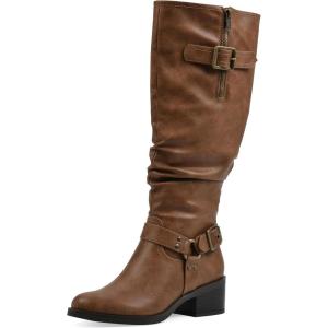 imageWHITE MOUNTAIN Womens Cushion Block Heeled Tall Shaft Western Riding BootDk NaturalSmooth