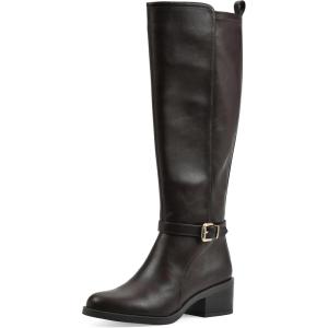 imageWHITE MOUNTAIN Womens Custard Block Heeled Tall Shaft Riding BootDkbrownSmooth