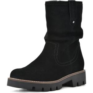 imageWHITE MOUNTAIN Womens Shoes Glean Lug Sole Mid Calf BootBlackSuede