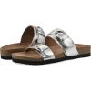 imageWHITE MOUNTAIN Womens Hardball DoubleBuckle Signature ComfortMolded Footbed SandalSilverLeather