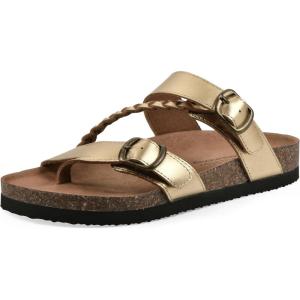 imageWHITE MOUNTAIN Womens Hammy Braided Signature ComfortMolded Footbed SandalAntiqueGold Leather