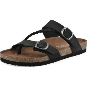 imageWHITE MOUNTAIN Womens Hammy Braided Signature ComfortMolded Footbed SandalBlackNubuck